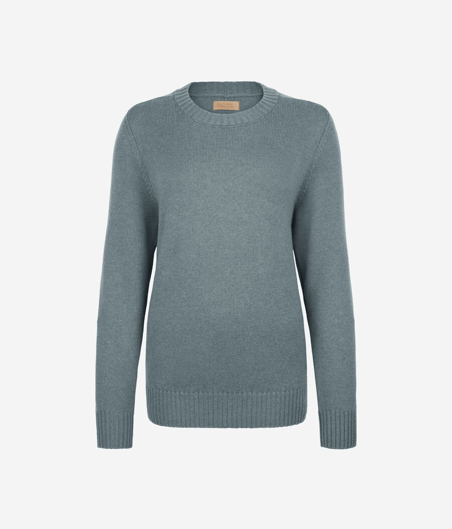 ultraweicher kaschmirpullover mit rundhalsausschnitt und eingesetzten Ärmeln