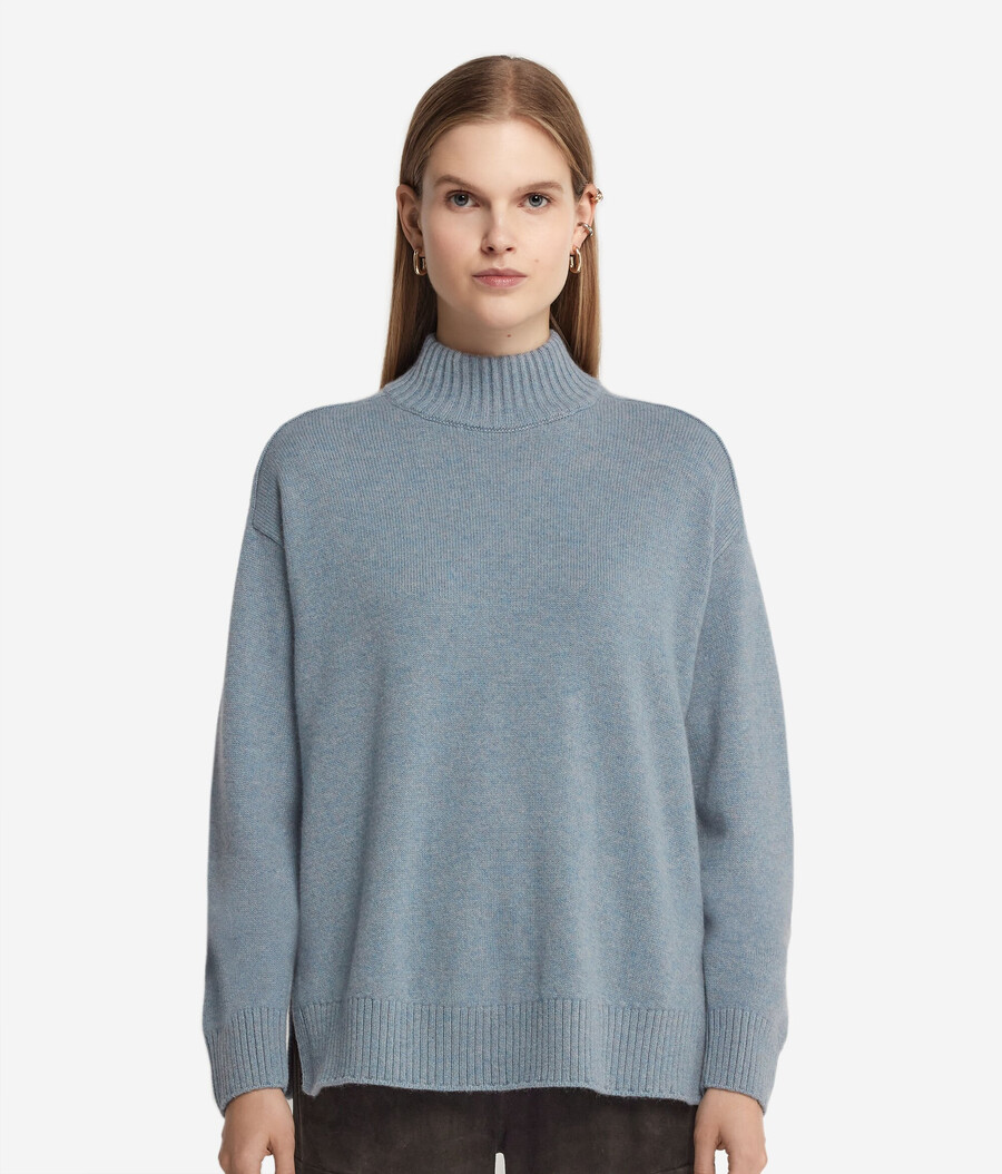 ultraweicher kaschmir-rollkragenpullover mit eingesetzten Ärmeln