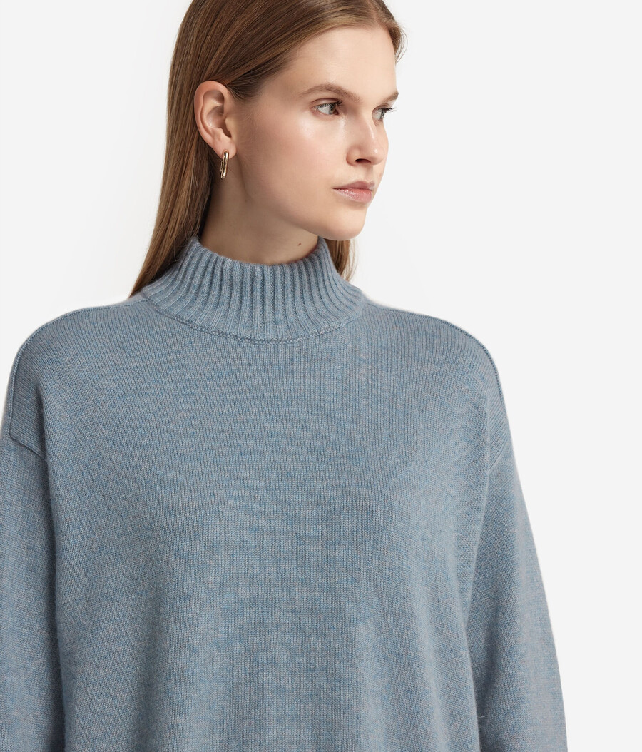 ultraweicher kaschmir-rollkragenpullover mit eingesetzten Ärmeln