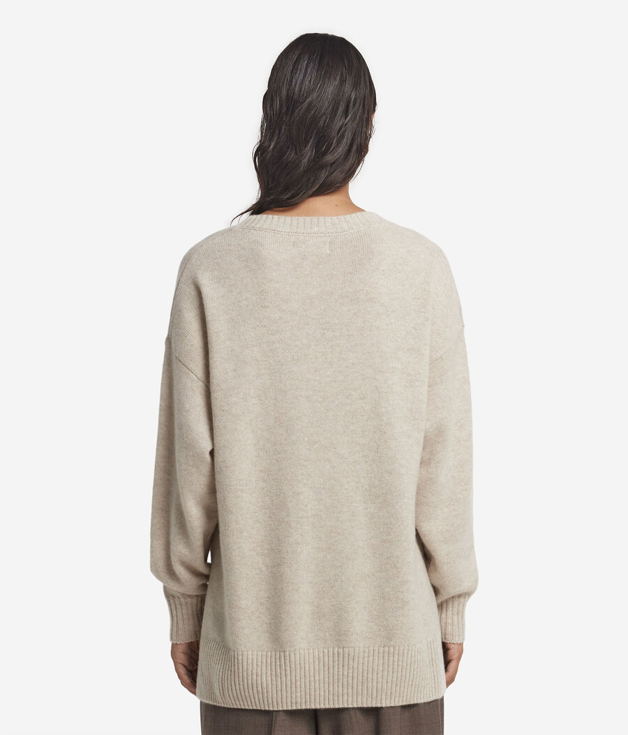 ultraweicher kaschmirpullover mit rundhalsausschnitt und schlitzen