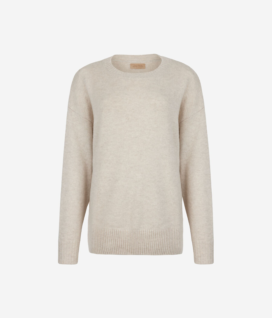 ultraweicher kaschmirpullover mit rundhalsausschnitt und schlitzen