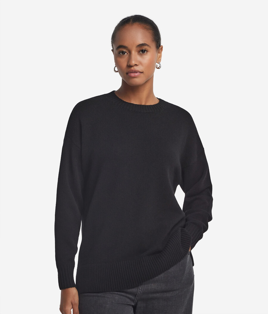 ultraweicher kaschmirpullover mit rundhalsausschnitt und schlitzen