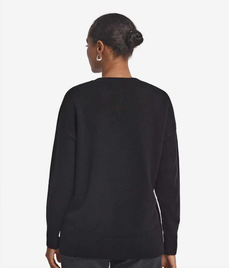ultraweicher kaschmirpullover mit rundhalsausschnitt und schlitzen
