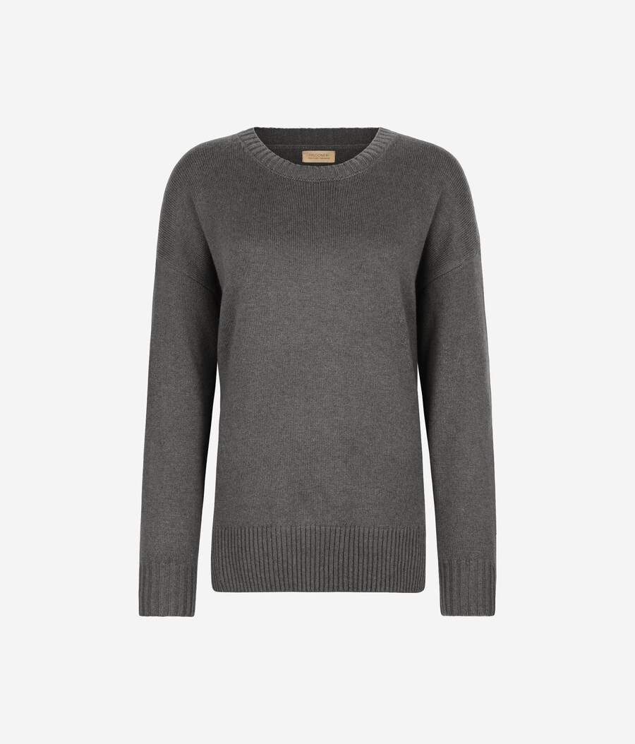 ultraweicher kaschmirpullover mit rundhalsausschnitt und schlitzen