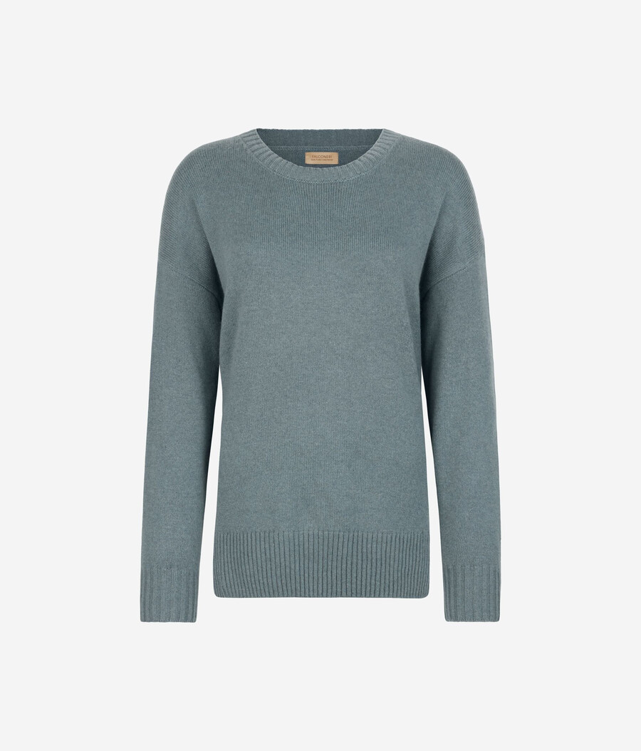 ultraweicher kaschmirpullover mit rundhalsausschnitt und schlitzen