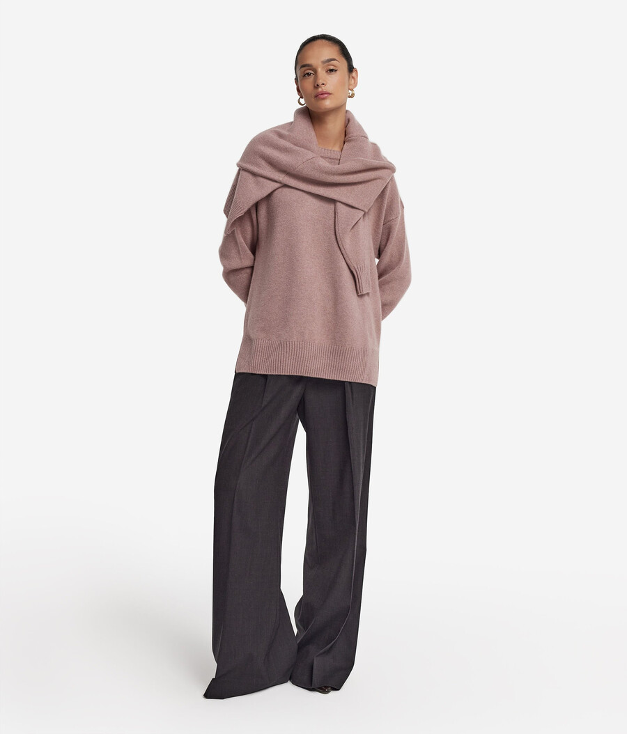 ultraweicher kaschmirpullover mit rundhalsausschnitt und schlitzen