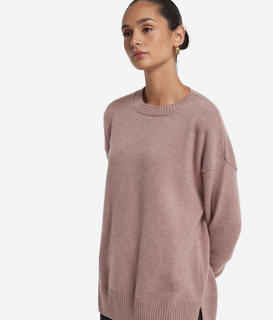 ultraweicher kaschmirpullover mit rundhalsausschnitt und schlitzen