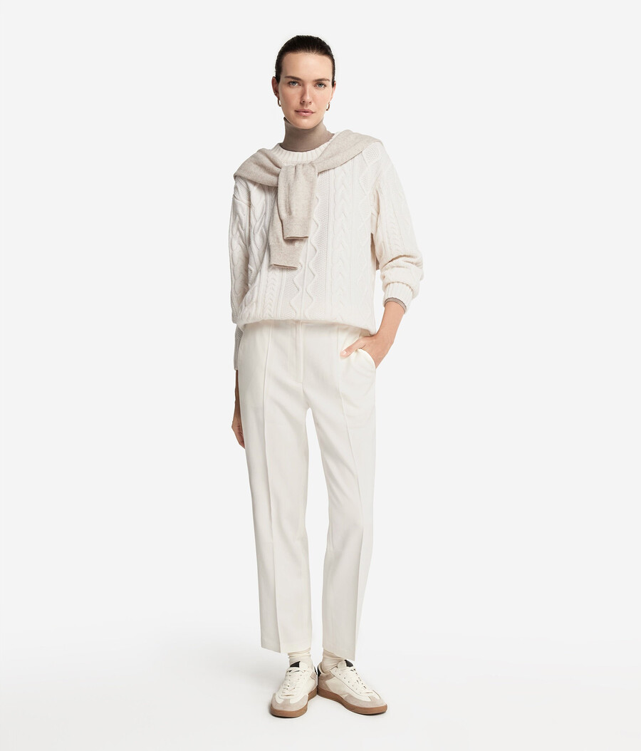zopfmuster-pullover aus ultraweichem kaschmir mit rundhalsausschnitt