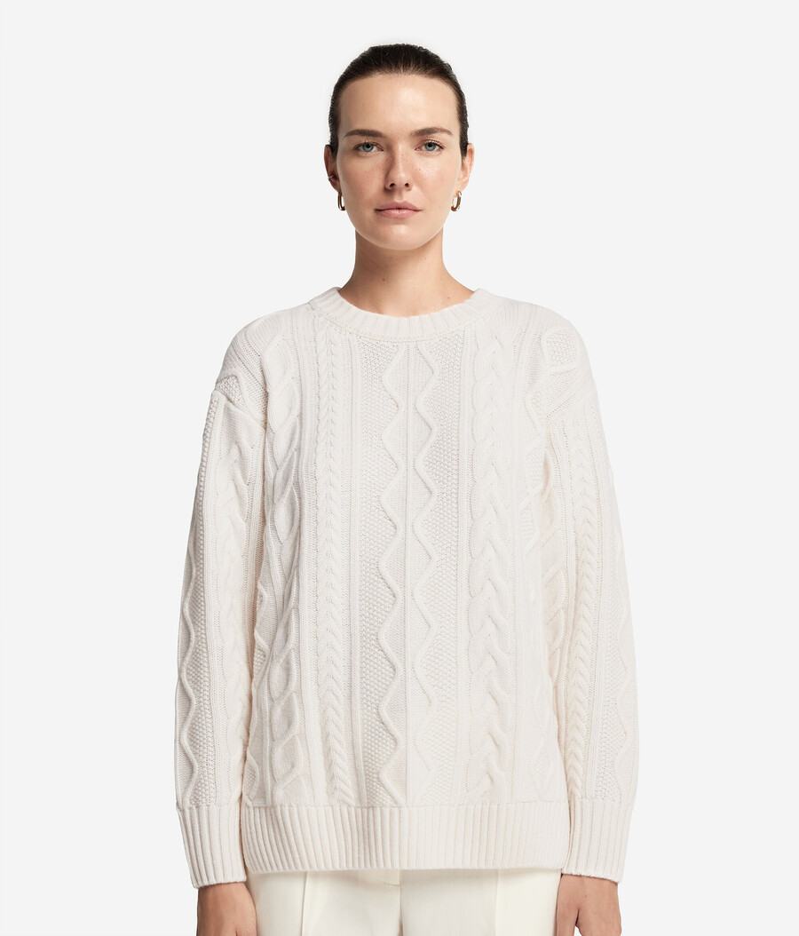 zopfmuster-pullover aus ultraweichem kaschmir mit rundhalsausschnitt