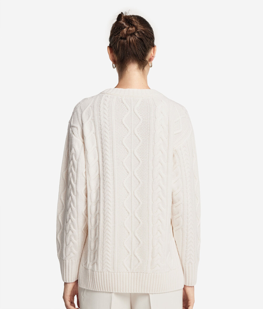 zopfmuster-pullover aus ultraweichem kaschmir mit rundhalsausschnitt