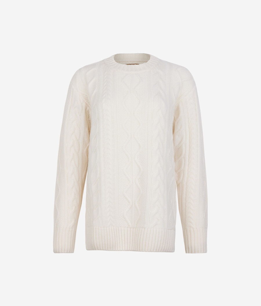 zopfmuster-pullover aus ultraweichem kaschmir mit rundhalsausschnitt