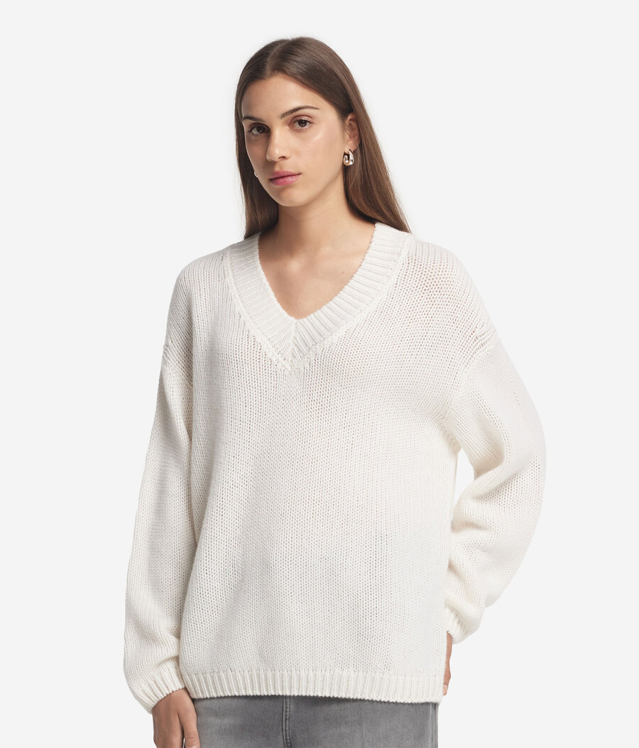 ultraweicher kaschmir-trikot-pullover mit v-ausschnitt