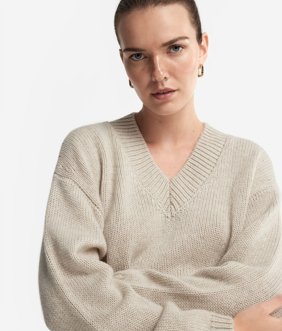 ultraweicher kaschmir-trikot-pullover mit v-ausschnitt
