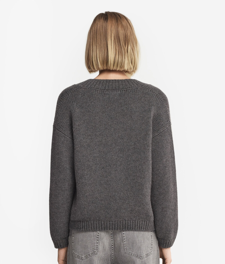 ultraweicher kaschmir-trikot-pullover mit v-ausschnitt