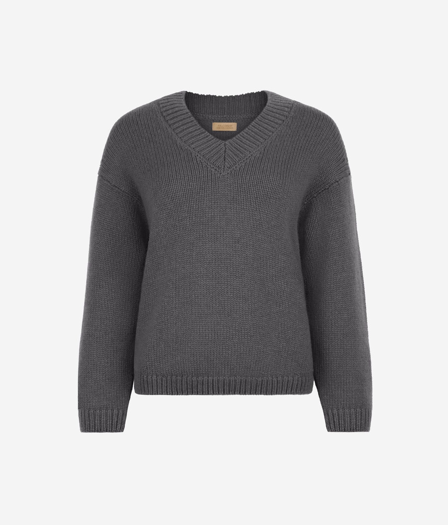 ultraweicher kaschmir-trikot-pullover mit v-ausschnitt