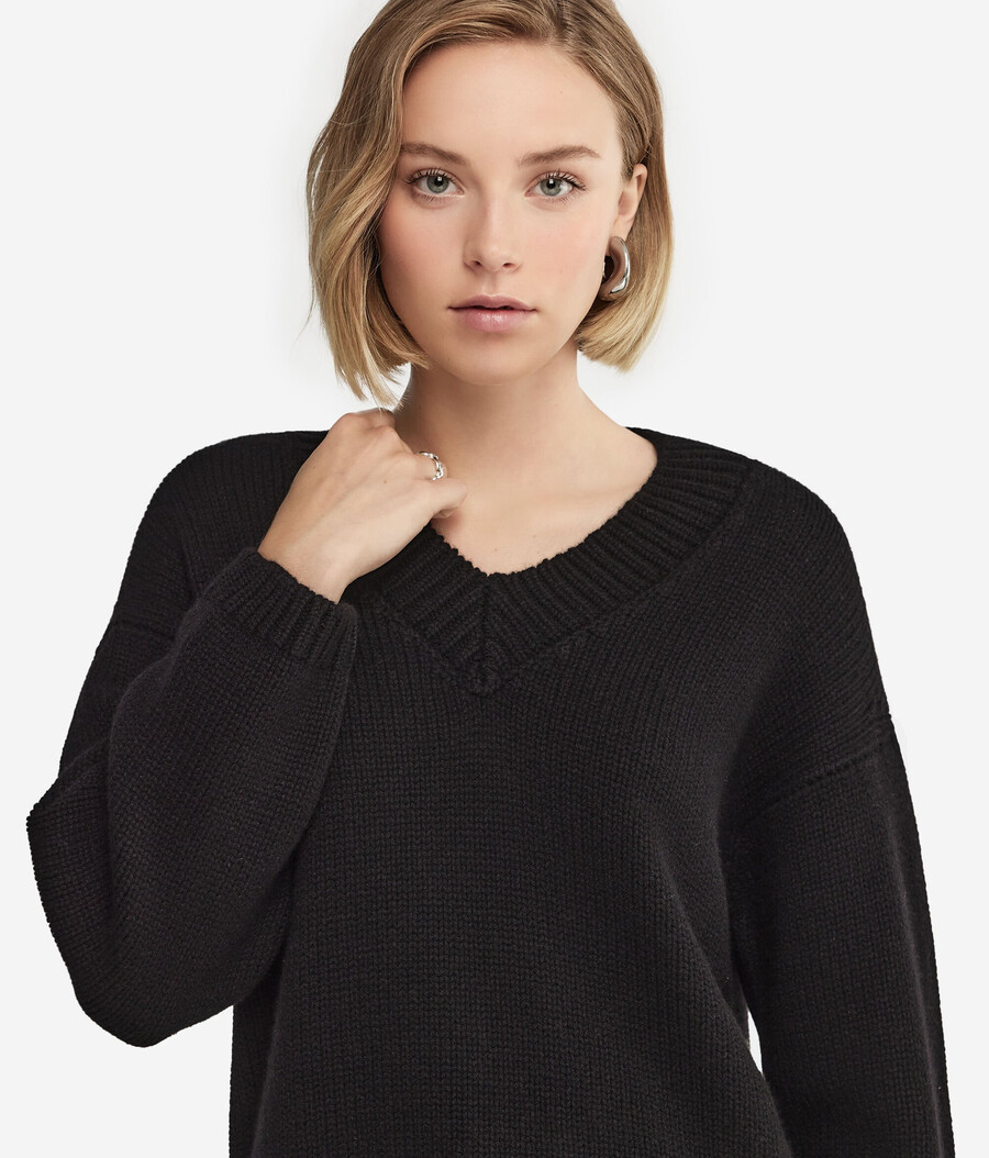ultraweicher kaschmir-trikot-pullover mit v-ausschnitt