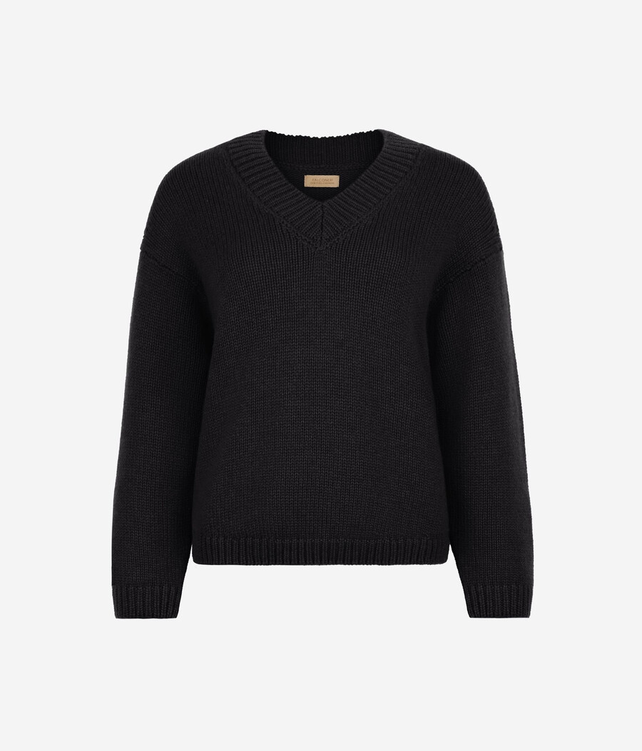 ultraweicher kaschmir-trikot-pullover mit v-ausschnitt
