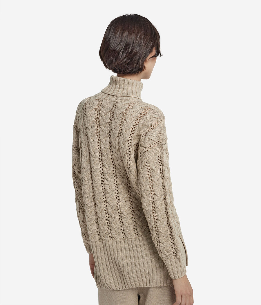 zopfstrick-rollkragenpullover aus lurexwolle