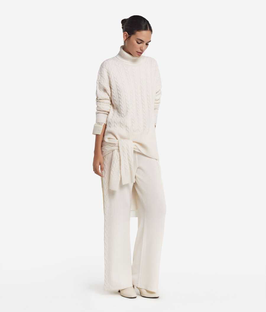 ultraweicher kaschmir-rollkragenpullover mit zopfmuster