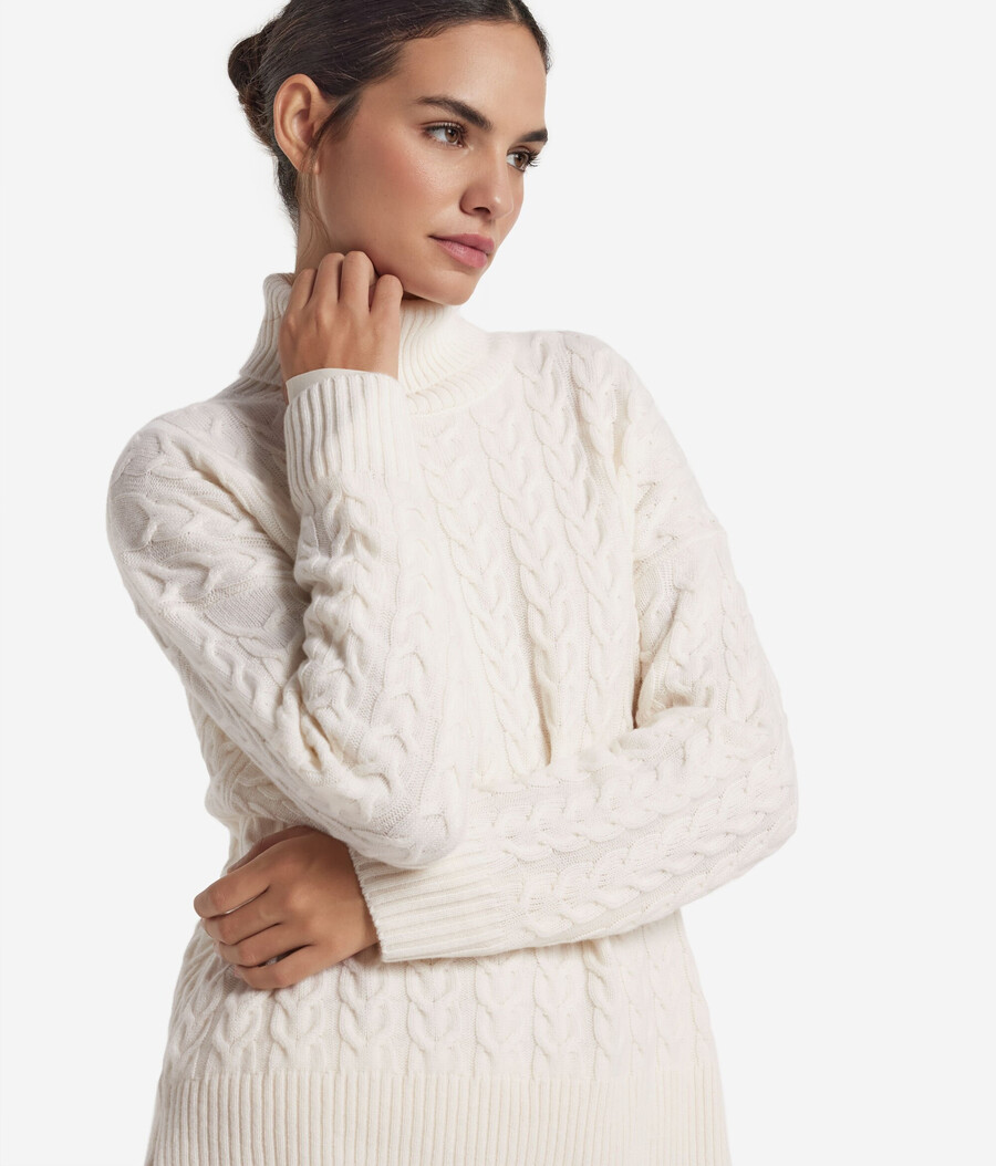 ultraweicher kaschmir-rollkragenpullover mit zopfmuster