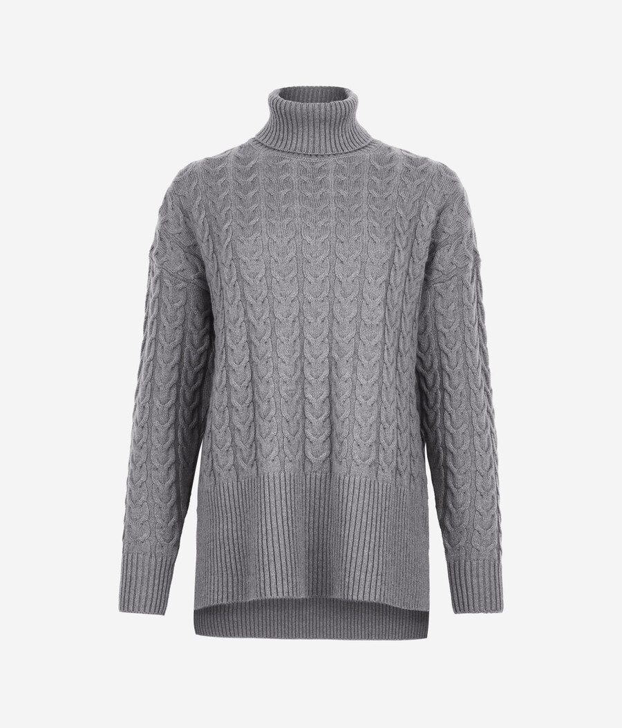 ultraweicher kaschmir-rollkragenpullover mit zopfmuster