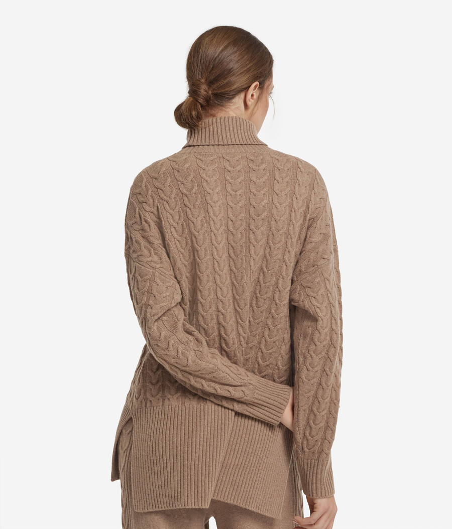 ultraweicher kaschmir-rollkragenpullover mit zopfmuster