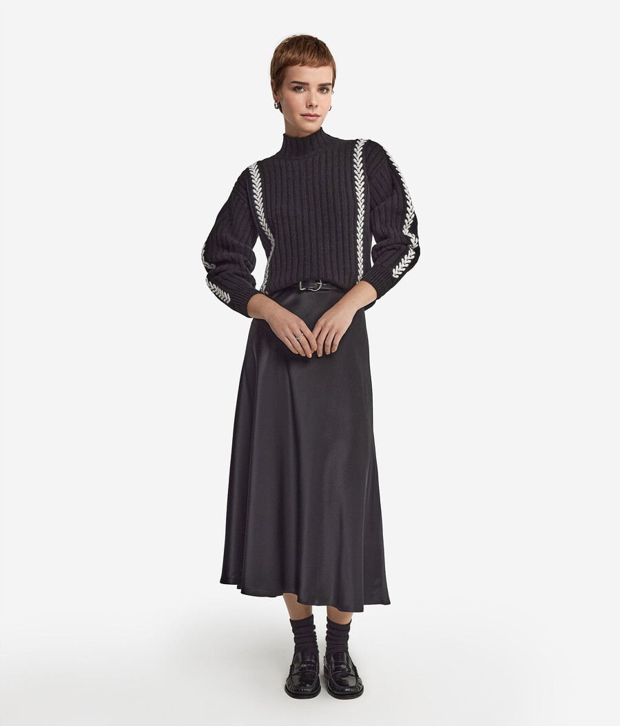 bestickter rollkragenpullover mit rippenmuster aus ultraweichem kaschmir