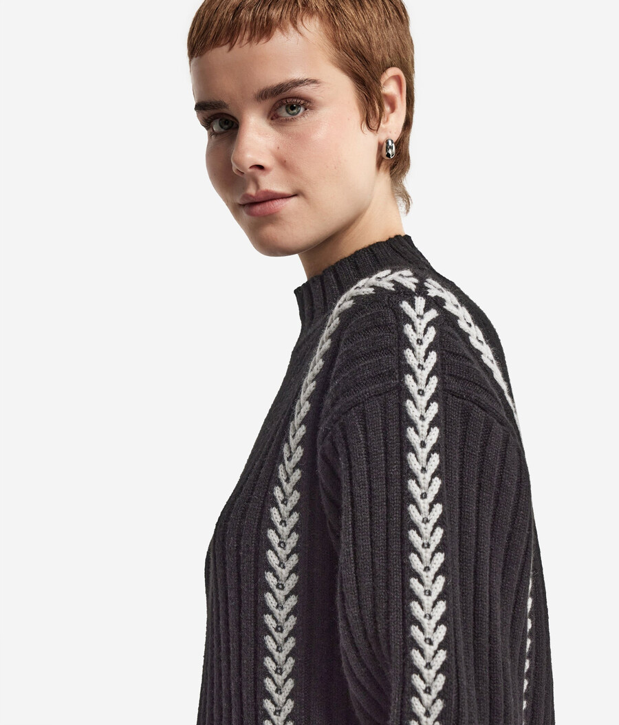 bestickter rollkragenpullover mit rippenmuster aus ultraweichem kaschmir