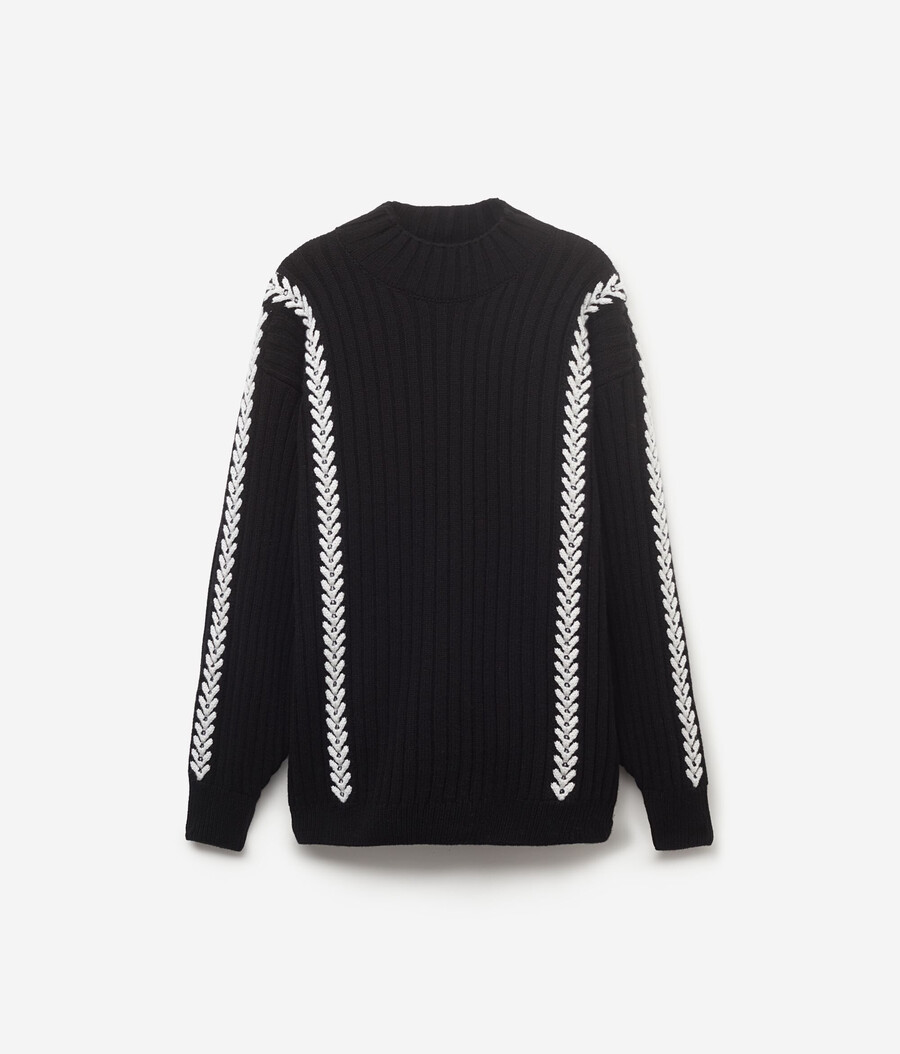 bestickter rollkragenpullover mit rippenmuster aus ultraweichem kaschmir