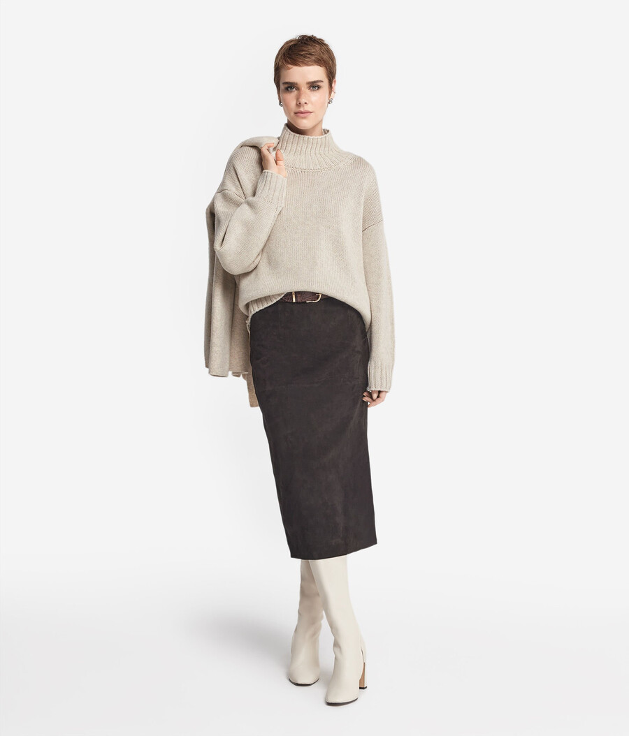 kaschmir-trikot-pullover mit stehkragen