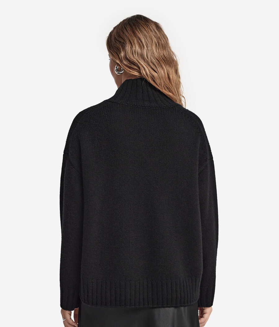 kaschmir-trikot-pullover mit stehkragen