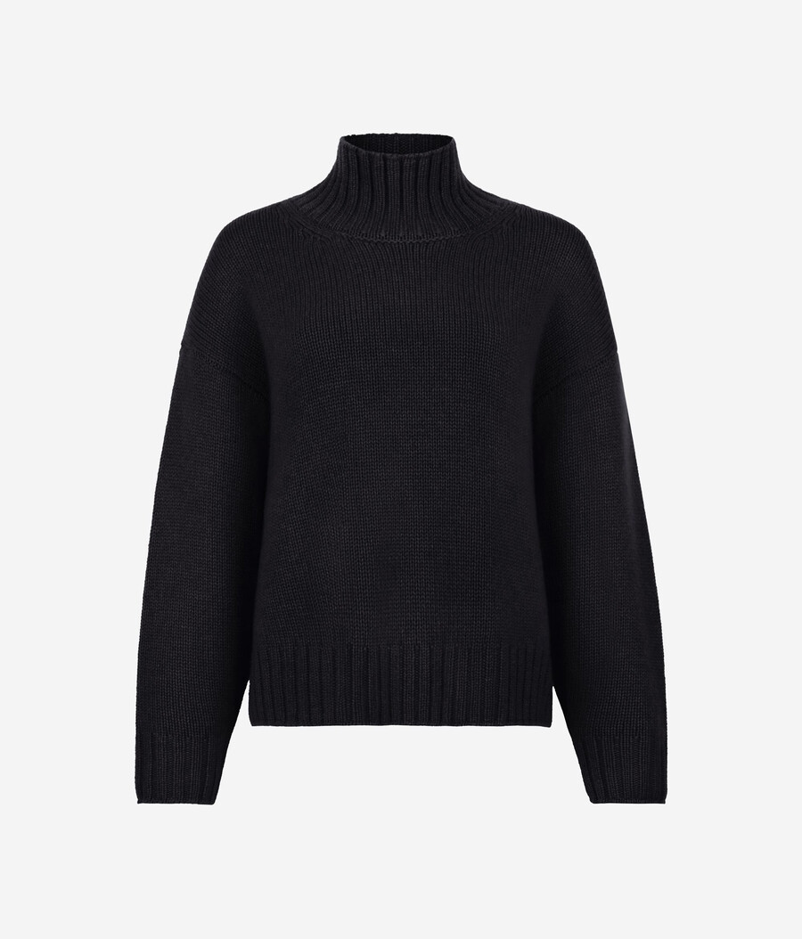 kaschmir-trikot-pullover mit stehkragen