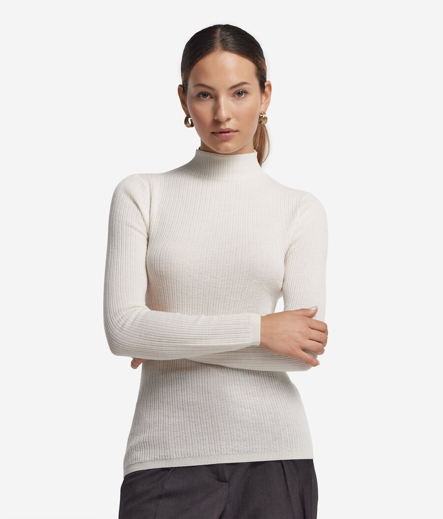 gerippter rollkragenpullover aus ultrafeinem kaschmir