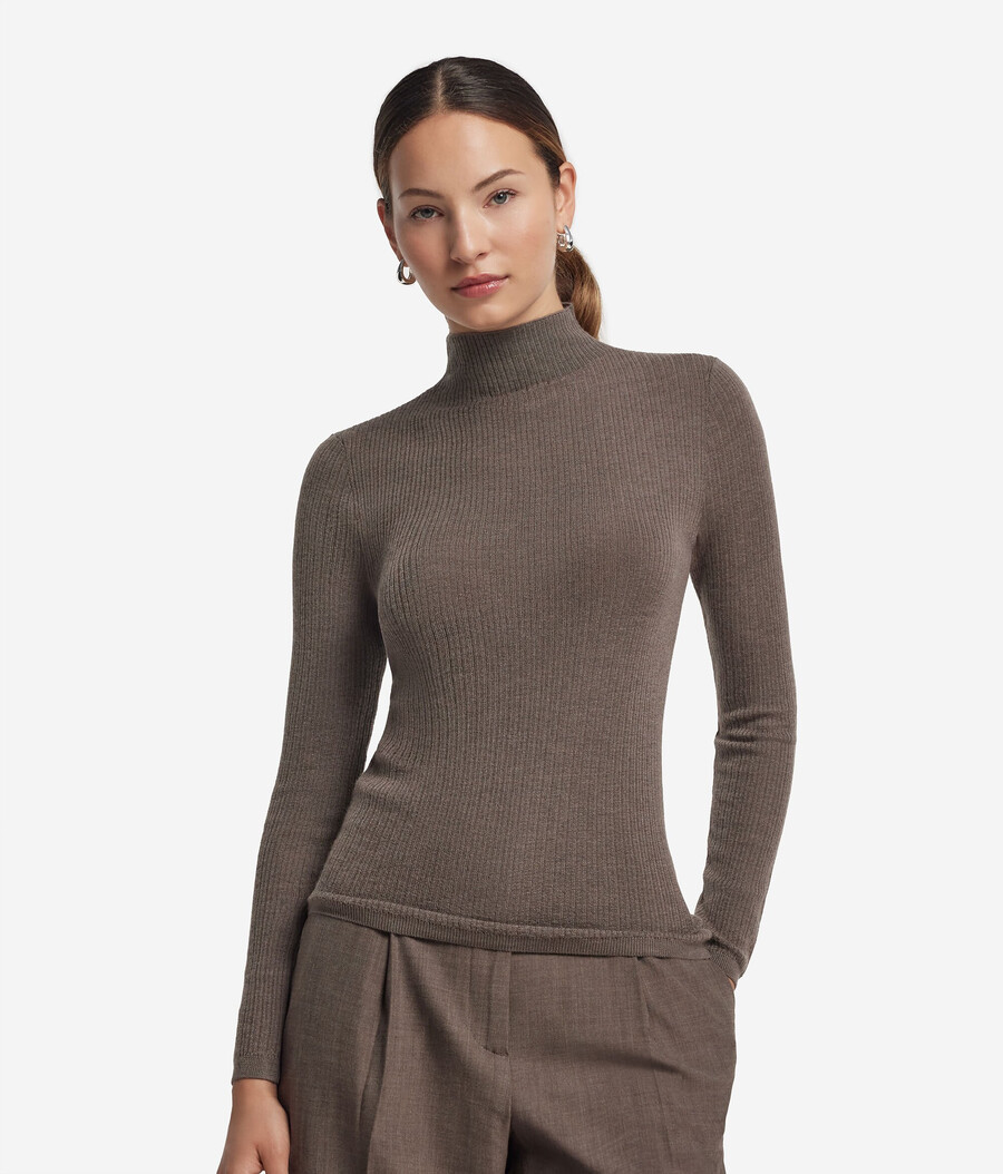 gerippter rollkragenpullover aus ultrafeinem kaschmir