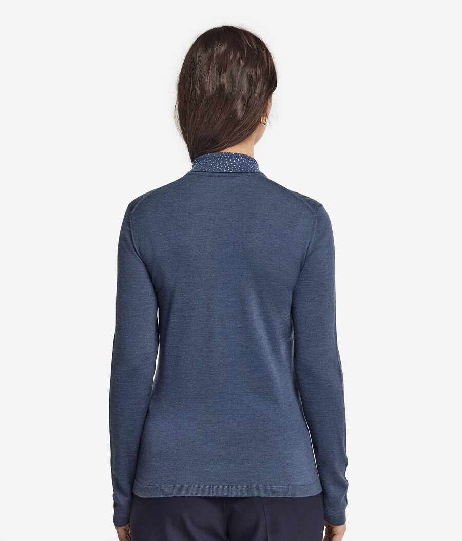 ultrafeines kaschmir-poloshirt mit strasssteinen