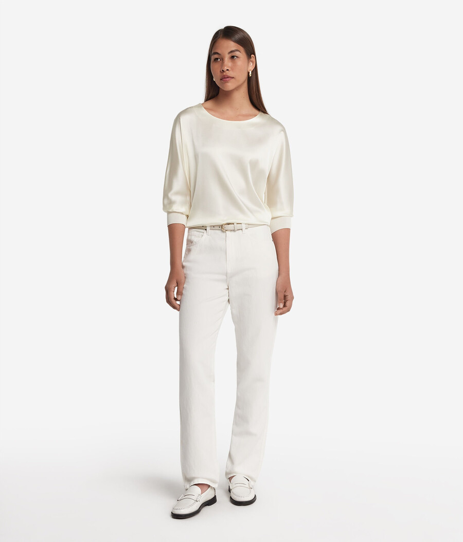 rundhals-pullover aus seidensatin