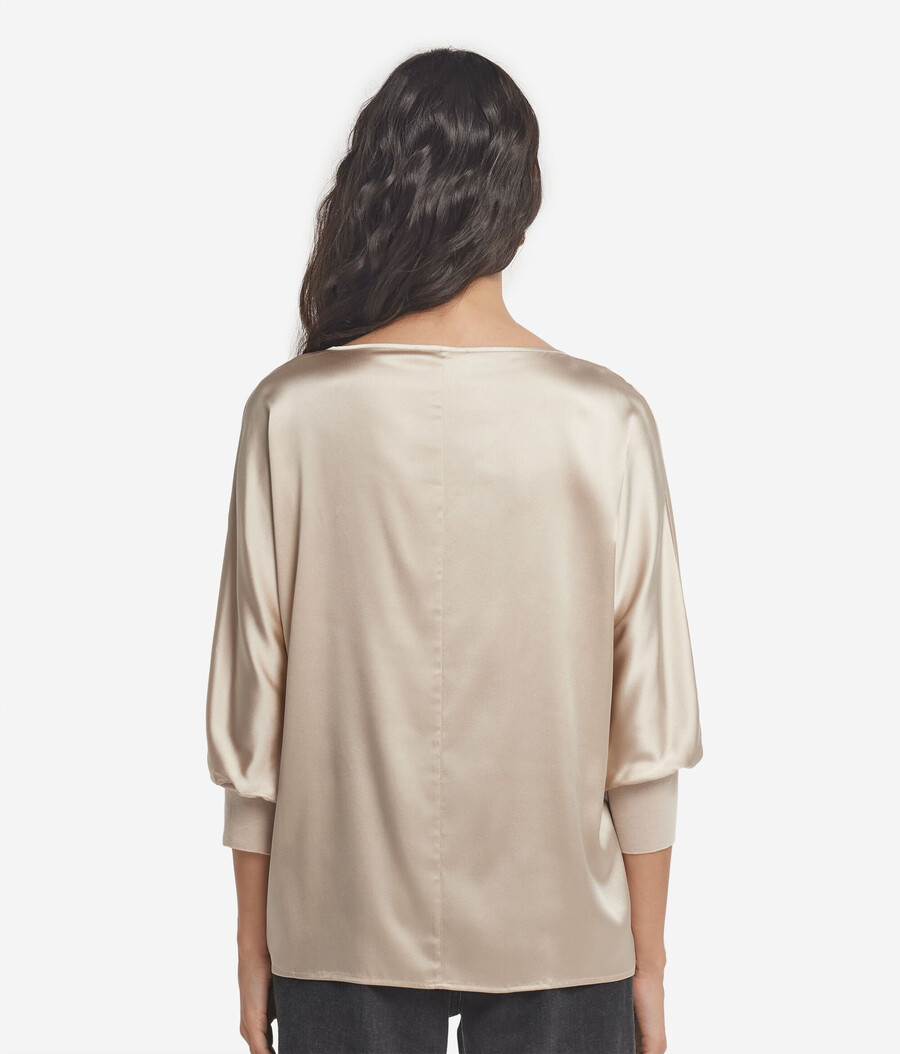 rundhals-pullover aus seidensatin