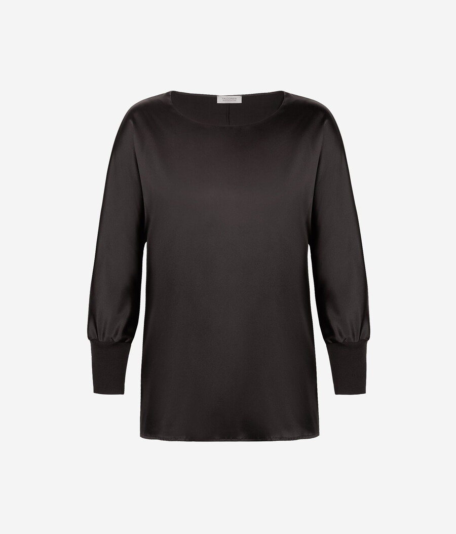rundhals-pullover aus seidensatin