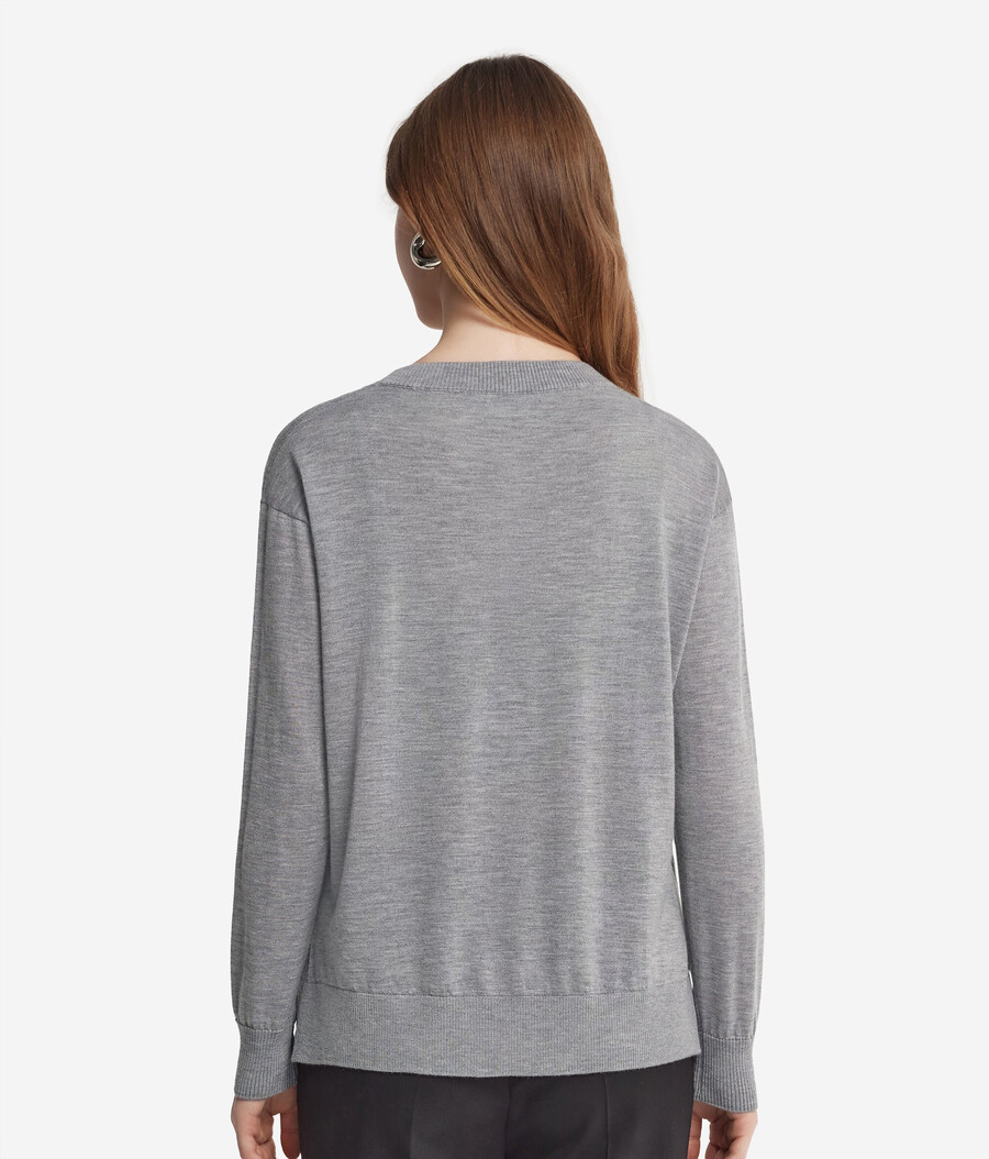 rundhals-kaschmirpullover mit schlitzen