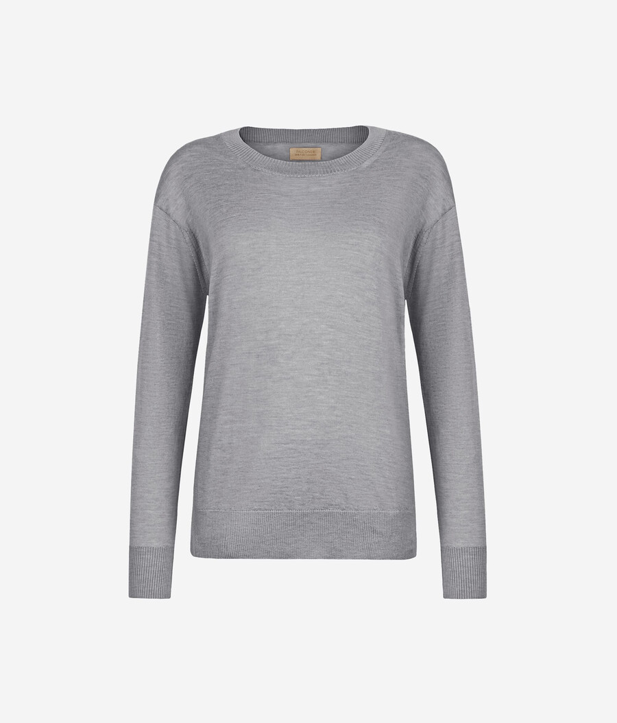 rundhals-kaschmirpullover mit schlitzen
