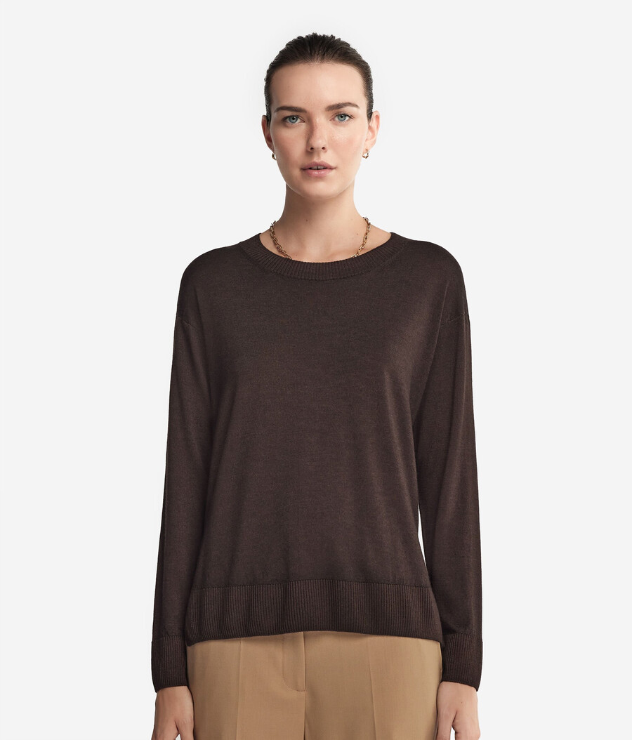 rundhals-kaschmirpullover mit schlitzen