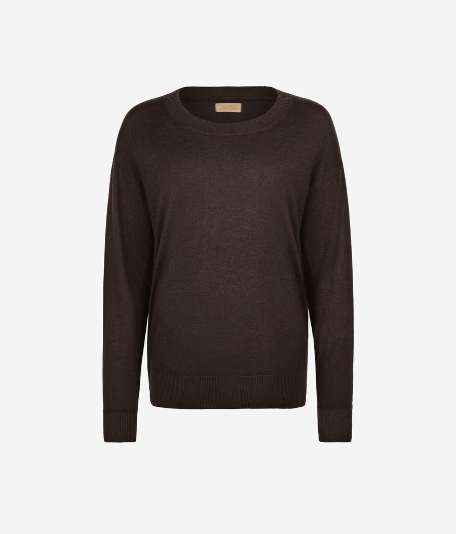 rundhals-kaschmirpullover mit schlitzen