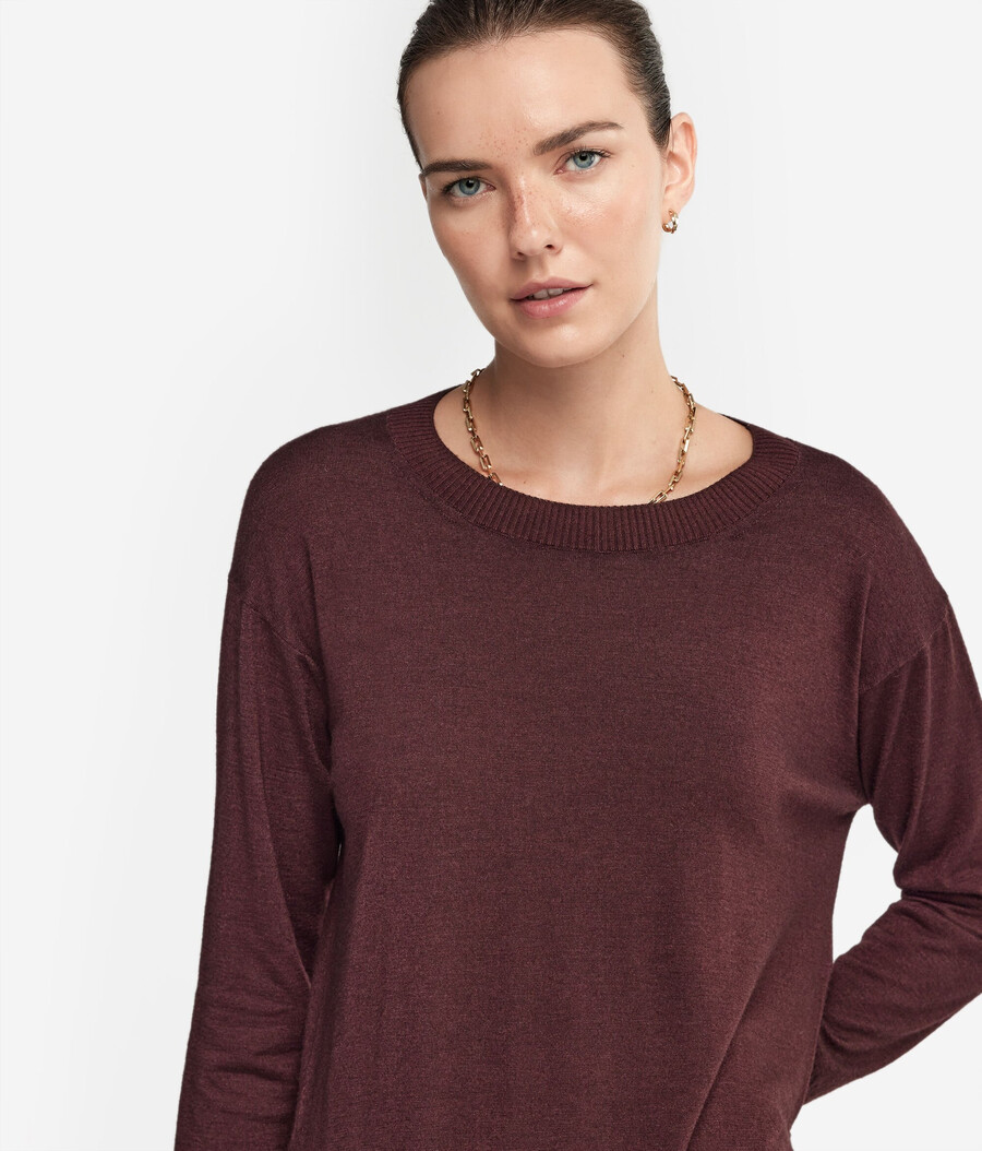 rundhals-kaschmirpullover mit schlitzen