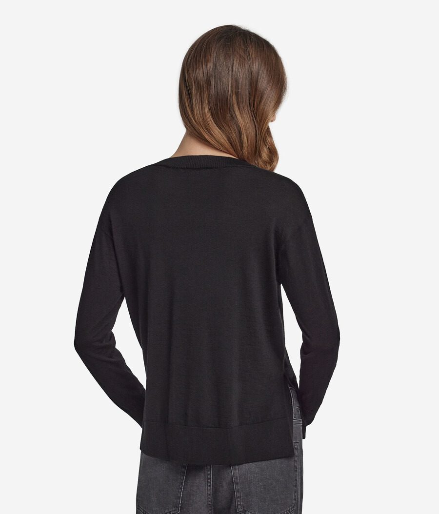 rundhals-kaschmirpullover mit schlitzen