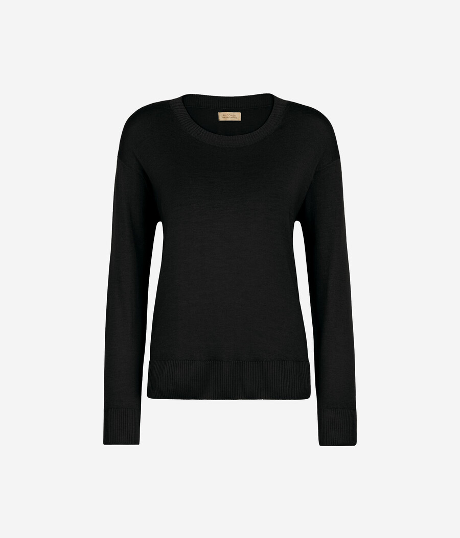 rundhals-kaschmirpullover mit schlitzen
