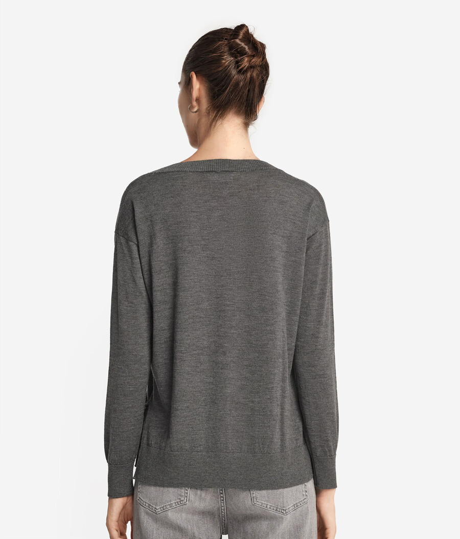 rundhals-kaschmirpullover mit schlitzen