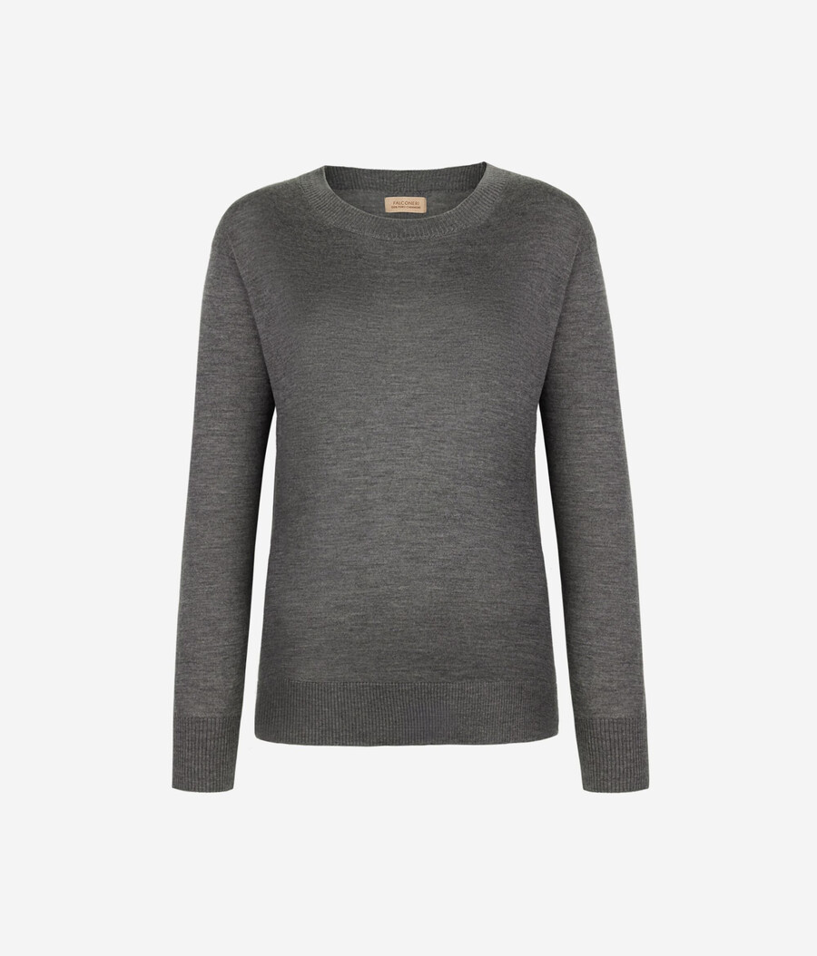 rundhals-kaschmirpullover mit schlitzen
