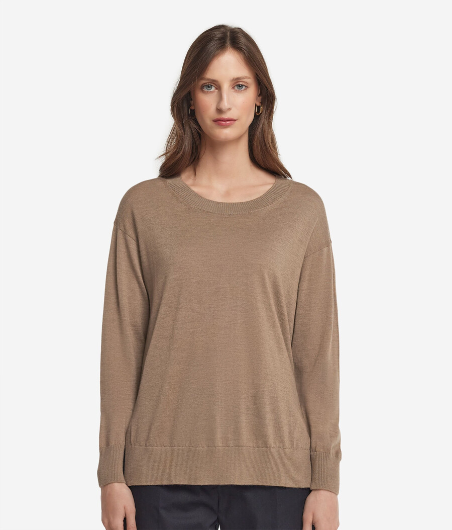 rundhals-kaschmirpullover mit schlitzen