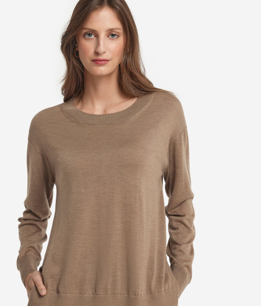 rundhals-kaschmirpullover mit schlitzen