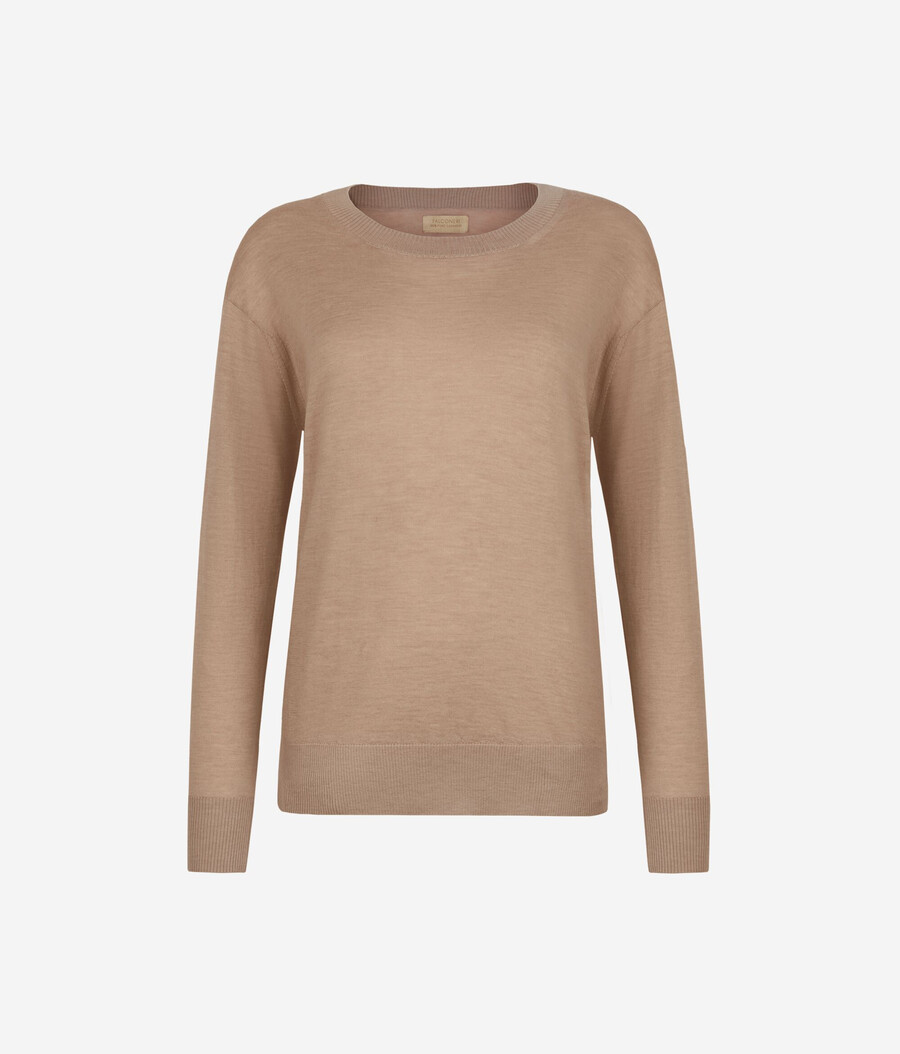 rundhals-kaschmirpullover mit schlitzen
